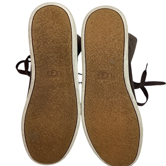 UGG Starlyn Leather Sheepskin High Top Sneakers Dark Brown - Picture 12 of 14